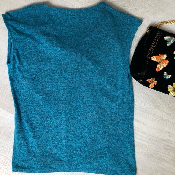 Liz Claiborne Teal Twist Front V-Neck Top Size Large - Picture 4 of 5